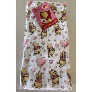 2 Pk Disney Winnie The Pooh Valentines Balloon Hearts Kitchen Towels 16 X 26”